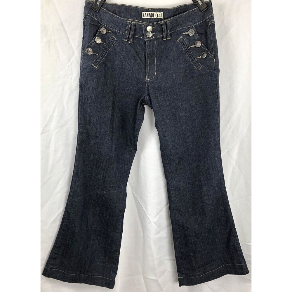 Vintage Zanadi jeans 14 DK wash denim flare 36"W Midrise relaxed 90s Y2K grunge
